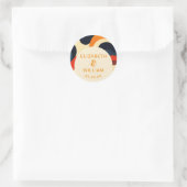 Groovy Kleurrijke Retro Wavy Boho Huwelijksgunst Ronde Sticker (Tas)