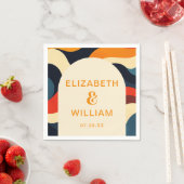 Groovy Kleurrijke Retro Wavy Boho Trouwfoto Servet (Insitu)