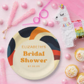 Groovy Kleurrijke Retro Wavy Boho Vrijgezellenfees Papieren Bordje (Feest)