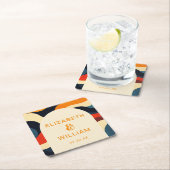 Groovy Kleurrijke Retro Wavy Boho Wedding Kartonnen Onderzetters (Insitu)