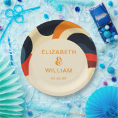 Groovy Kleurrijke Retro Wavy Boho Wedding Papieren Bordje (Feest)