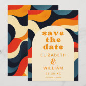 Groovy Kleurrijke Retro Wavy Boho Wedding Save The Date (Voorkant / Achterkant)