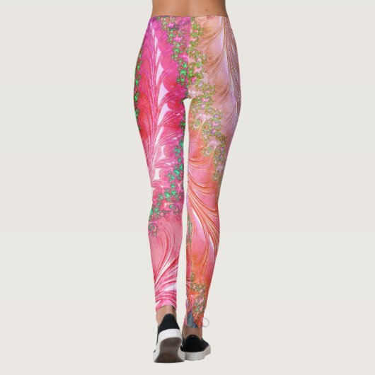 Groovy Kleurrijke Spiral Digitale Abstracte Fracta Leggings (Achterkant)