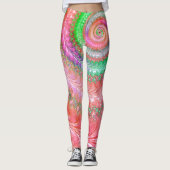 Groovy Kleurrijke Spiral Digitale Abstracte Fracta Leggings (Voorkant)