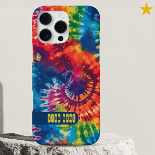 Groovy Kleurrijke Tie Dye Aangepaste Naam Retro iPhone 16 Pro Max Hoesje