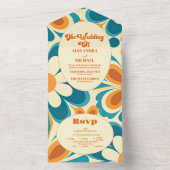 Groovy kleurrijke unieke retro bruiloft all in one uitnodiging (Binnen)