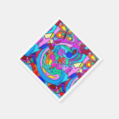 Groovy kleurrijke vrede en liefde servet (Hoek)