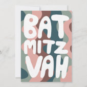 Groovy Kleurrijke Waves Custom Bat Bar Bnai Mitzva Save The Date (Achterkant)