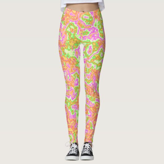 Groovy Kleurrijke Zure Reis Retro Hippie Marble Ar Leggings (Voorkant)