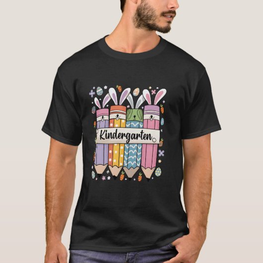 Groovy kleuterleraar Paashaas Onderwijs T-shirt (Voorkant)