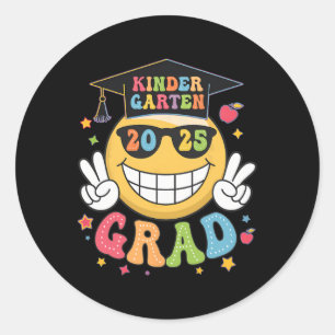 Groovy kleuterschool afgestudeerd Gelukkige afstud Ronde Sticker