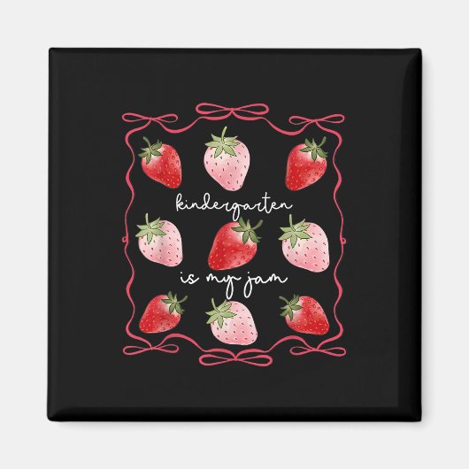 Groovy Kleuterschool Is Mijn Jam Strawberry Kinder Magneet (Voorkant)