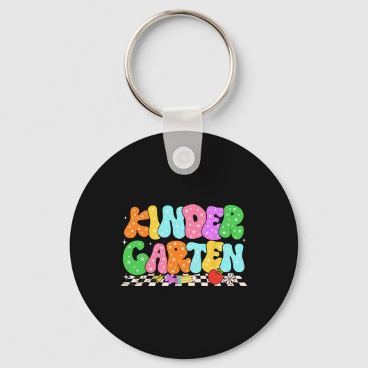 Groovy kleuterschool terug naar school eerste dag sleutelhanger (Voorkant)