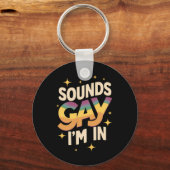 Groovy klinkt homo ik ben in LGBT Rainbow Pride Sleutelhanger (Voorkant)