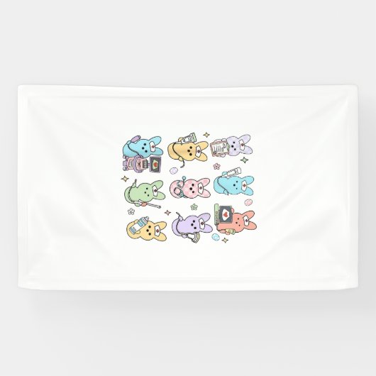 Groovy Konijnen Snoep Echografie Tech Pasen Sonogr Spandoek (Horizontaal)