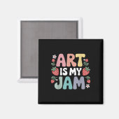 Groovy Kunst Is Mijn Jam Retro Grappige Kunstleraa Magneet (Voorkant / Achterkant)