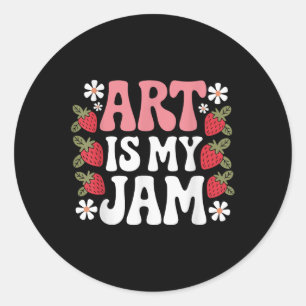 Groovy Kunst Is Mijn Jam Retro Grappige Kunstleraa Ronde Sticker