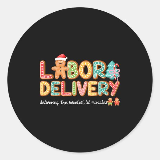Groovy Labor And Delivery Christmas L&d Nurse Ronde Sticker (Voorkant)