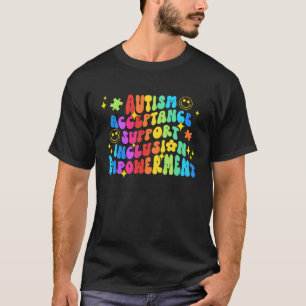 Groovy Lachend Gezicht Autism Awareness Maand Auti T-shirt