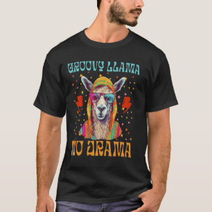 Groovy Lama Geen Drama, Grappige Lama in Zonnebril T-shirt