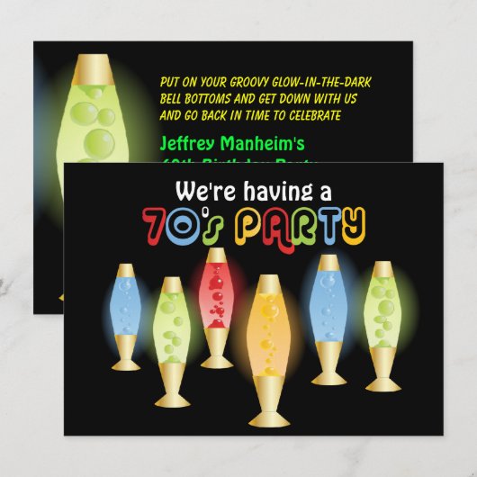 Groovy Lamps 70s Partij Kaart (Voorkant / Achterkant)