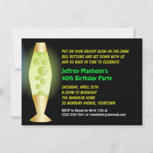 Groovy Lamps 70s Partij Kaart (Achterkant)