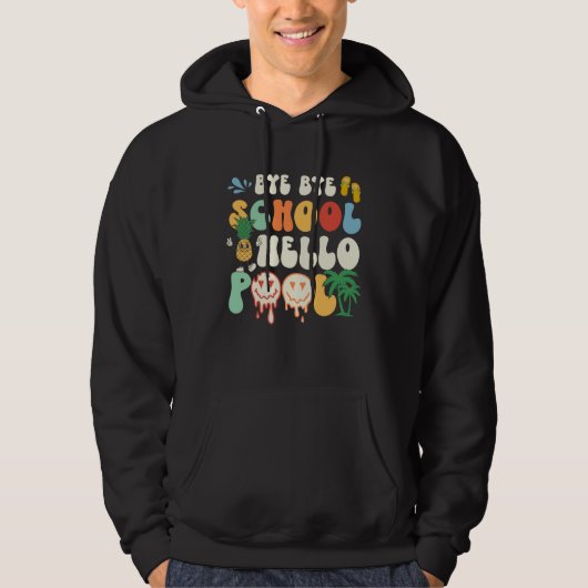 Groovy Last Day Of School Hello Summer Teacher Kid Hoodie (Voorkant)
