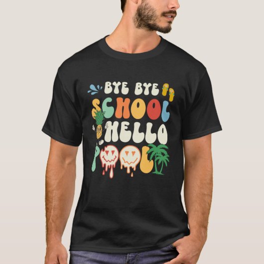 Groovy Last Day Of School Hello Summer Teacher Kid T-shirt (Voorkant)
