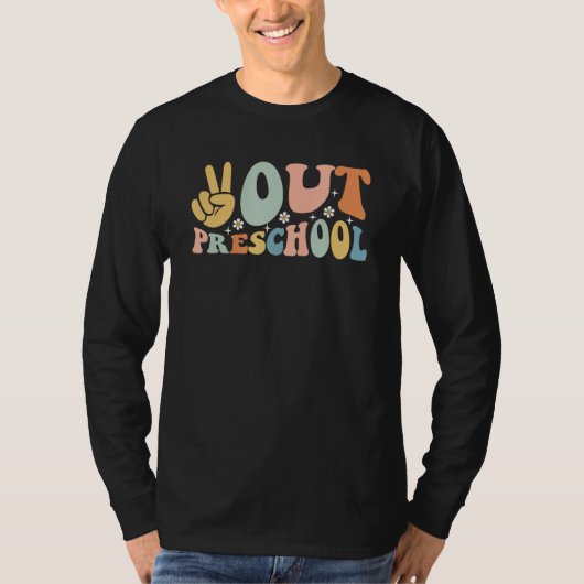 Groovy Last Day Of School Teacher Kids Peace Out P T-shirt (Voorkant)