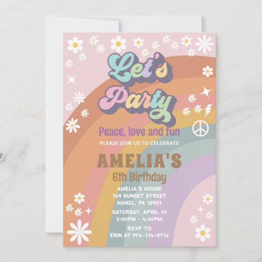 Groovy laten we feestje verjaardag uitnodiging (Voorkant)