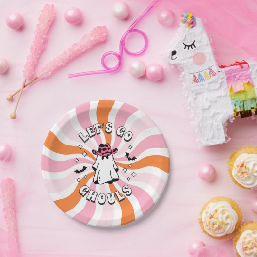 Groovy Laten we gaan Ghouls Bachelorette Papieren Bordje (Feest)