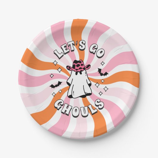 Groovy Laten we gaan Ghouls Bachelorette Papieren Bordje (Voorkant)