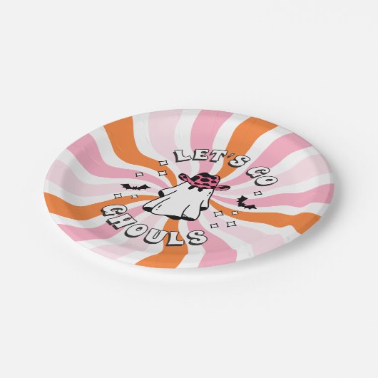 Groovy Laten we gaan Ghouls Bachelorette Papieren Bordje (Gekanteld)