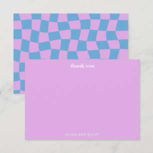 Groovy Lavender Checkerboard Cute Baby shower Bedankkaart