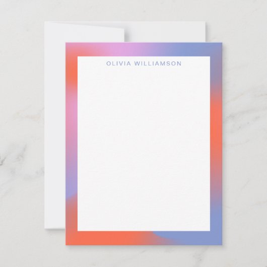 Groovy Lavender Paarse gradiënt Gepersonaliseerde  Notitiekaartje (Voorkant)