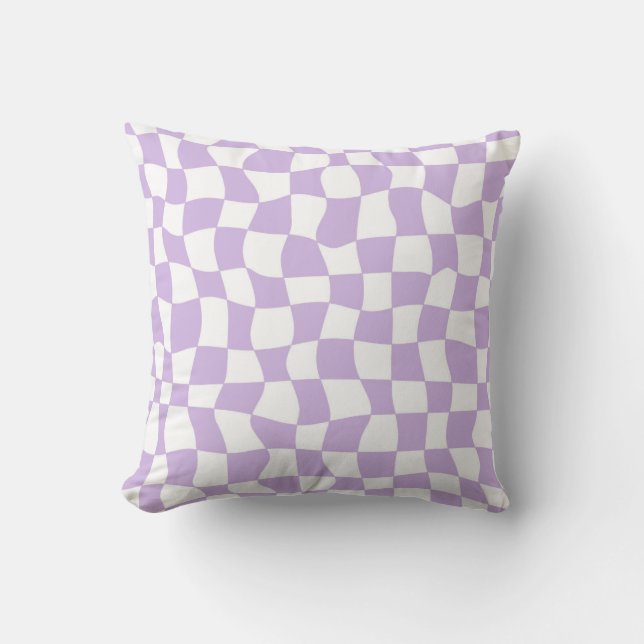 Groovy Lavender White Checkered Kussen (Voorkant)
