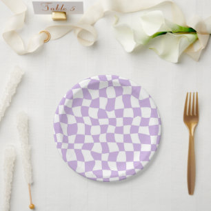 Groovy Lavender White Checkered Papieren Bordje
