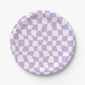 Groovy Lavender White Checkered Papieren Bordje (Voorkant)