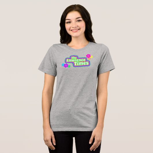 Groovy Lawrence Times femme bloem grijs Tri-Blend Shirt (Voorkant volledig)