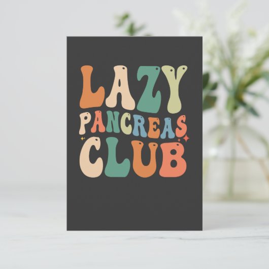 Groovy Lazy Pancreas Club Diabetes Awareness Funny Bedankkaart (Staand voorkant)