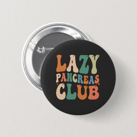 Groovy Lazy Pancreas Club Diabetes Awareness Funny Ronde Button 5,7 Cm (Voorkant /achterkant)