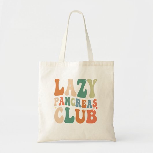 Groovy Lazy Pancreas Club Diabetes Awareness Funny Tote Bag (Voorkant)