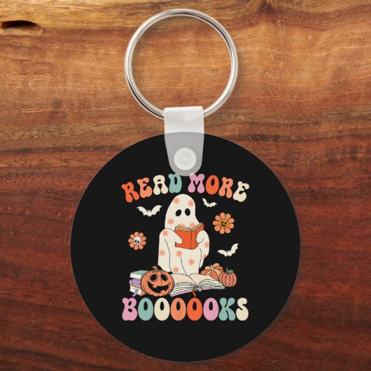 Groovy Lees Verder Boeken Schattige Ghost Boo Funn Sleutelhanger (Voorkant)