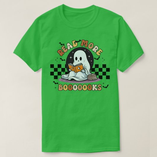 Groovy Lees Verder Boeken Schattige Ghost Boo Funn T-shirt (Design voorkant)