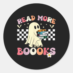 Groovy Lees Verder Boeken Schattige Ghost Boo Grap Ronde Sticker