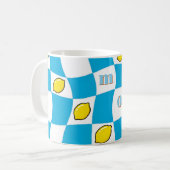 Groovy Lemons Checkerboard Kitchen Kitsch Mom Koffiemok (Voorkant links)