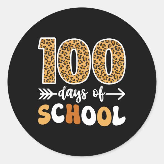Groovy Leopard 100ste dag van schoolleraar Kinder Ronde Sticker (Voorkant)