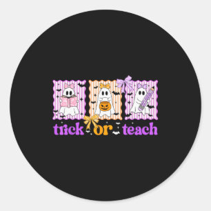 Groovy Leraar Halloween Trick Or Teach Geest Manne Ronde Sticker