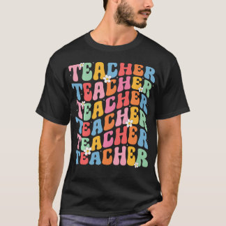 Groovy Leraar Inspirerend Kleurrijk Terug naar Sch T-shirt