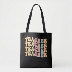 Groovy Leraar Inspirerende Kleurrijke Rug School Tote Bag
